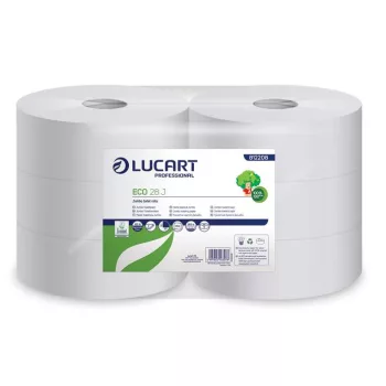   Toalettpapír, 2 rétegű, nagytekercses, 28 cm átmérő, LUCART, "Eco 28 J", fehér