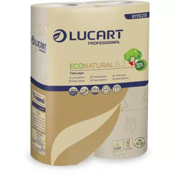   Toalettpapír, 3 rétegű, 6 tekercs, kistekercses, 27,5 m, LUCART "EcoNatural 6.3" barna