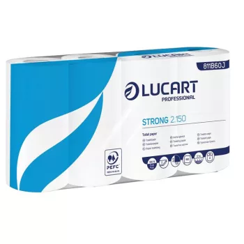   Toalettpapír, 2 rétegű, kistekercses, 8 tekercses, LUCART "Strong 2.150", fehér