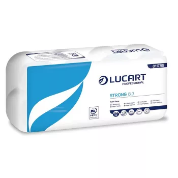   Toalettpapír, 3 rétegű, kistekercses, 8 tekercses, LUCART "Strong 8.3", fehér