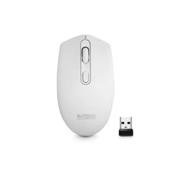   Egér, vezeték nélküli, optikai, közepes méret, USB, URBAN FACTORY "Free Color", fehér