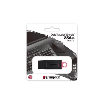   Pendrive, 256GB, USB 3.2, KINGSTON "DataTraveler Exodia", fekete-rózsaszín