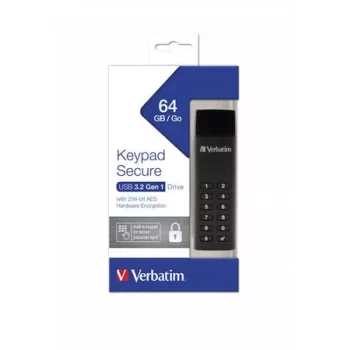   Pendrive, 64GB, USB 3.2, titkosítás, 160/130Mb/s, VERBATIM "Keypad Secure"