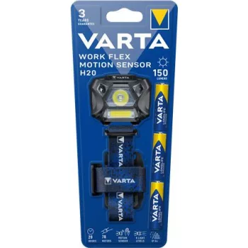   Fejlámpa, 3 LED, 3xAAA, mozgásérzékelő, VARTA " Work Flex H20"