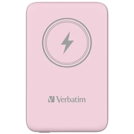 Power bank, mágneses (vezeték nélküli), 10.000mAh, VERBATIM "MCP-10, rózsaszín