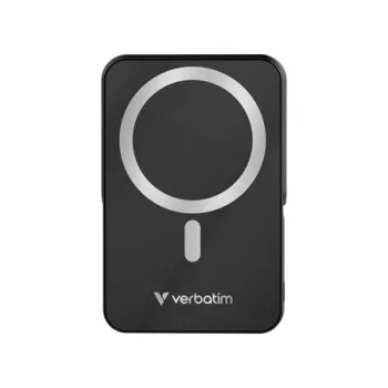   Power bank, mágneses (vezeték nélküli), 10.000mAh, VERBATIM "Charge n Go", fekete