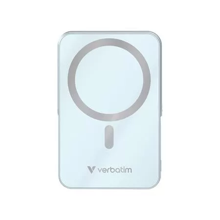 Power bank, mágneses (vezeték nélküli), 10.000mAh, VERBATIM "Charge n Go", kék