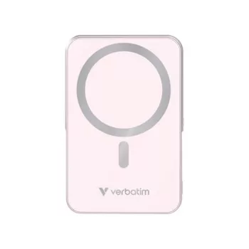   Power bank, mágneses (vezeték nélküli), 10.000mAh, VERBATIM "Charge n Go", rózsaszín